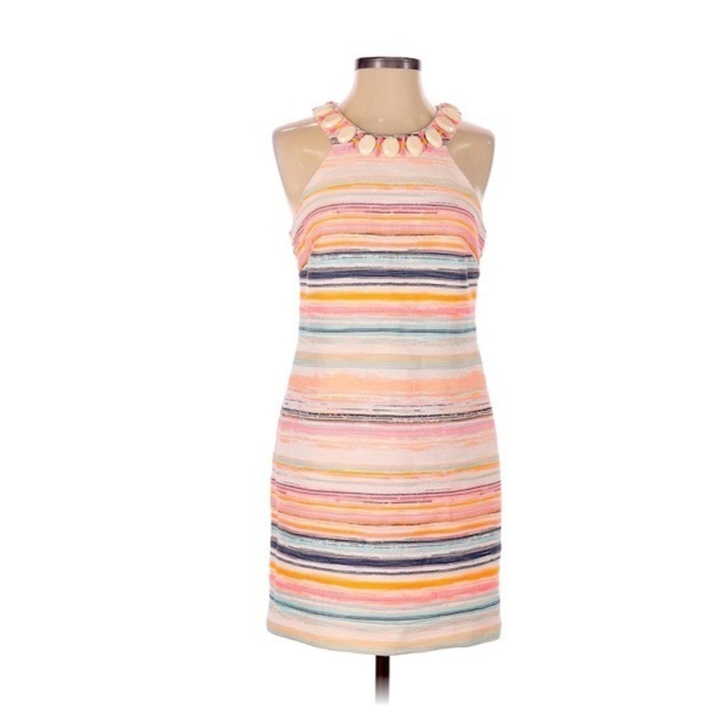 Trina Turk Aptos Jacquard Striped Beaded Neck Dress – Vibrant & Stylish! Size 2